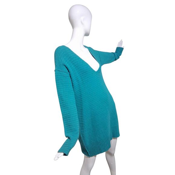 FREE PEOPLE Blue Heart It Laces Oversized Women's Small Grungecore Prep Sweater - Picture 2 of 13